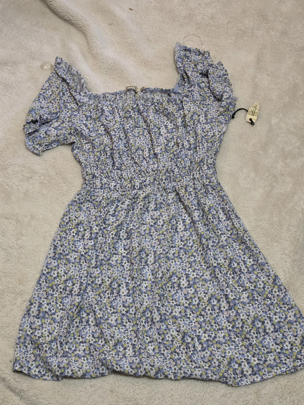 Liberty Love Light Blue Floral Smocked Puff Sleeve Dress